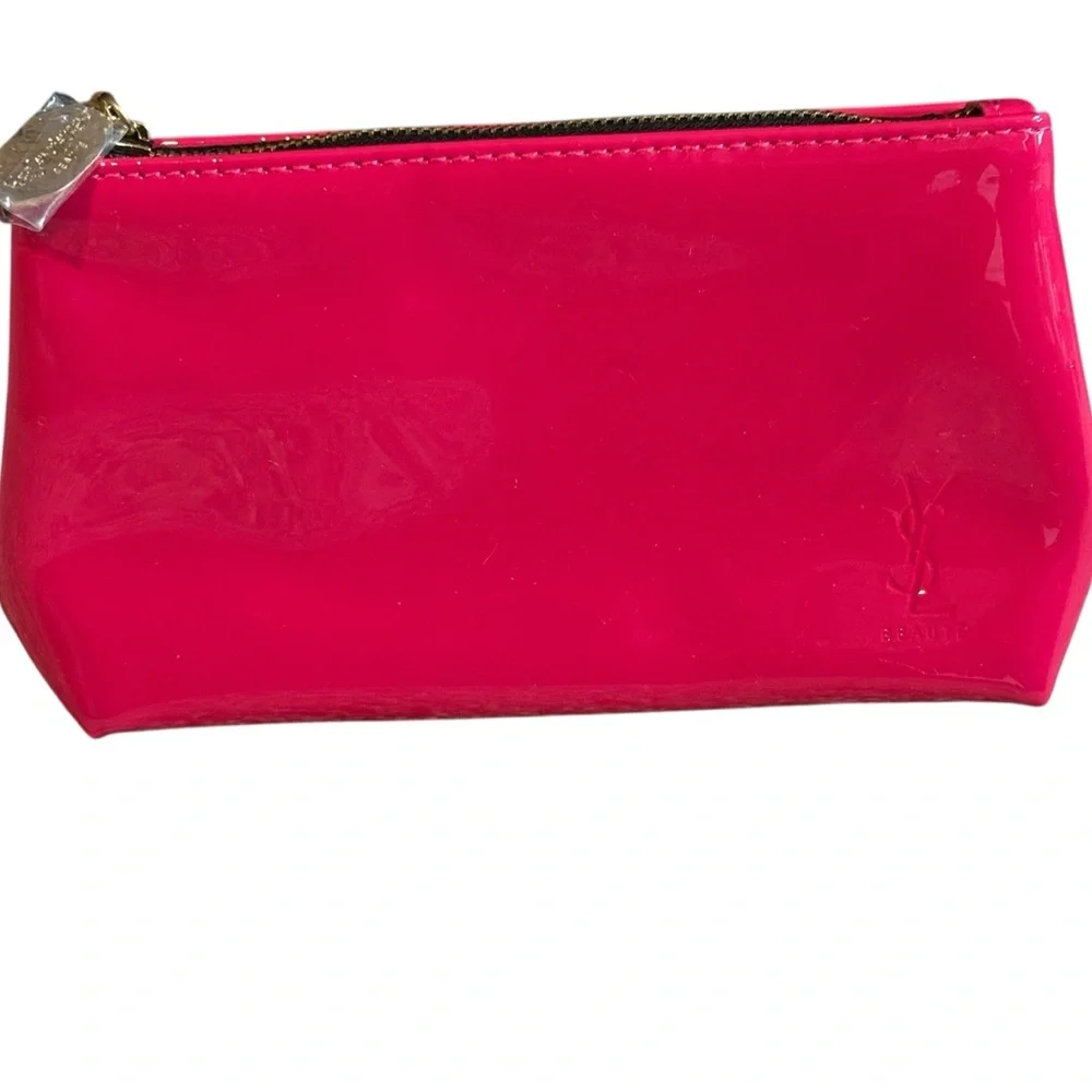YSL Beaute Yves Saint Laurent Lip Fuchsia Cosmetic‎ Pouch Makeup Bag